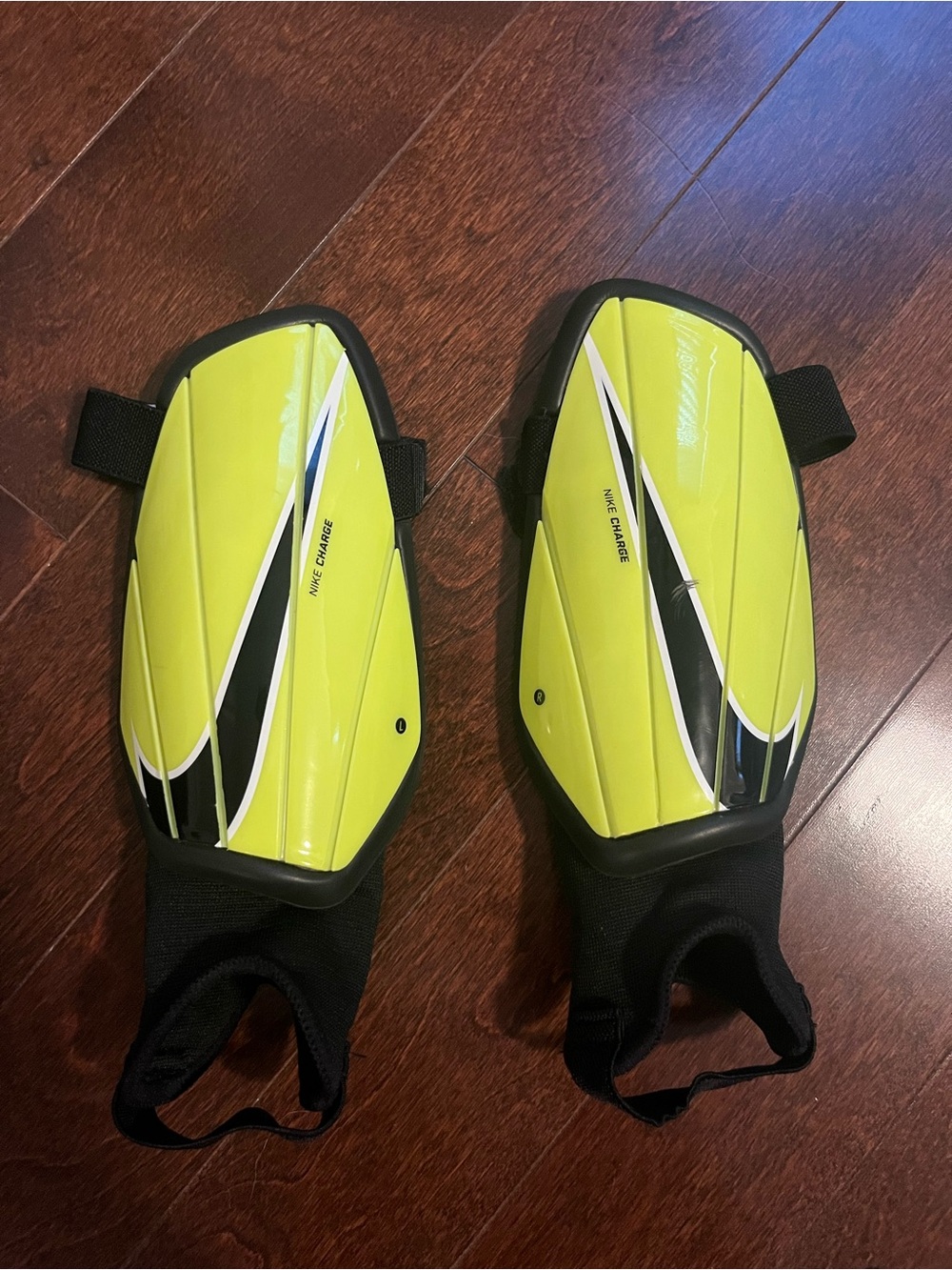 Nike Youth Soccer Shin Guards in Neon Yellow with Black Accents